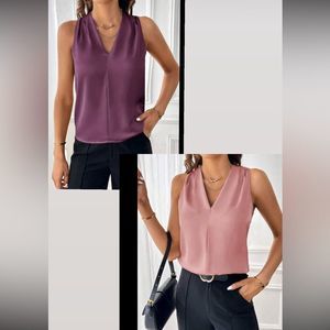 NEW Women’s Sleeveless Blouses Size XL NWOT Set of 2 Rose Pink Purple Shirts